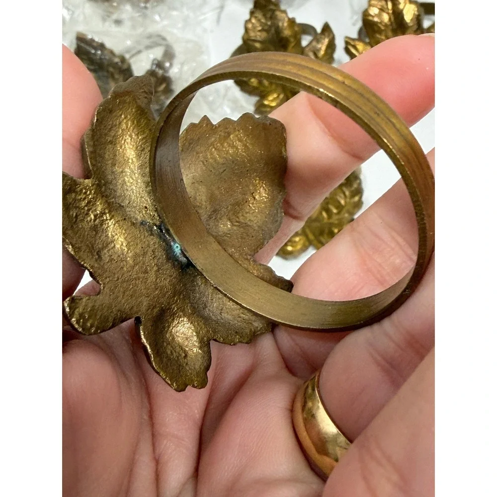 Maple Leaf Napkin Rings Set of 12 Autumn Fall Thanksgiving Decor gold‎ color